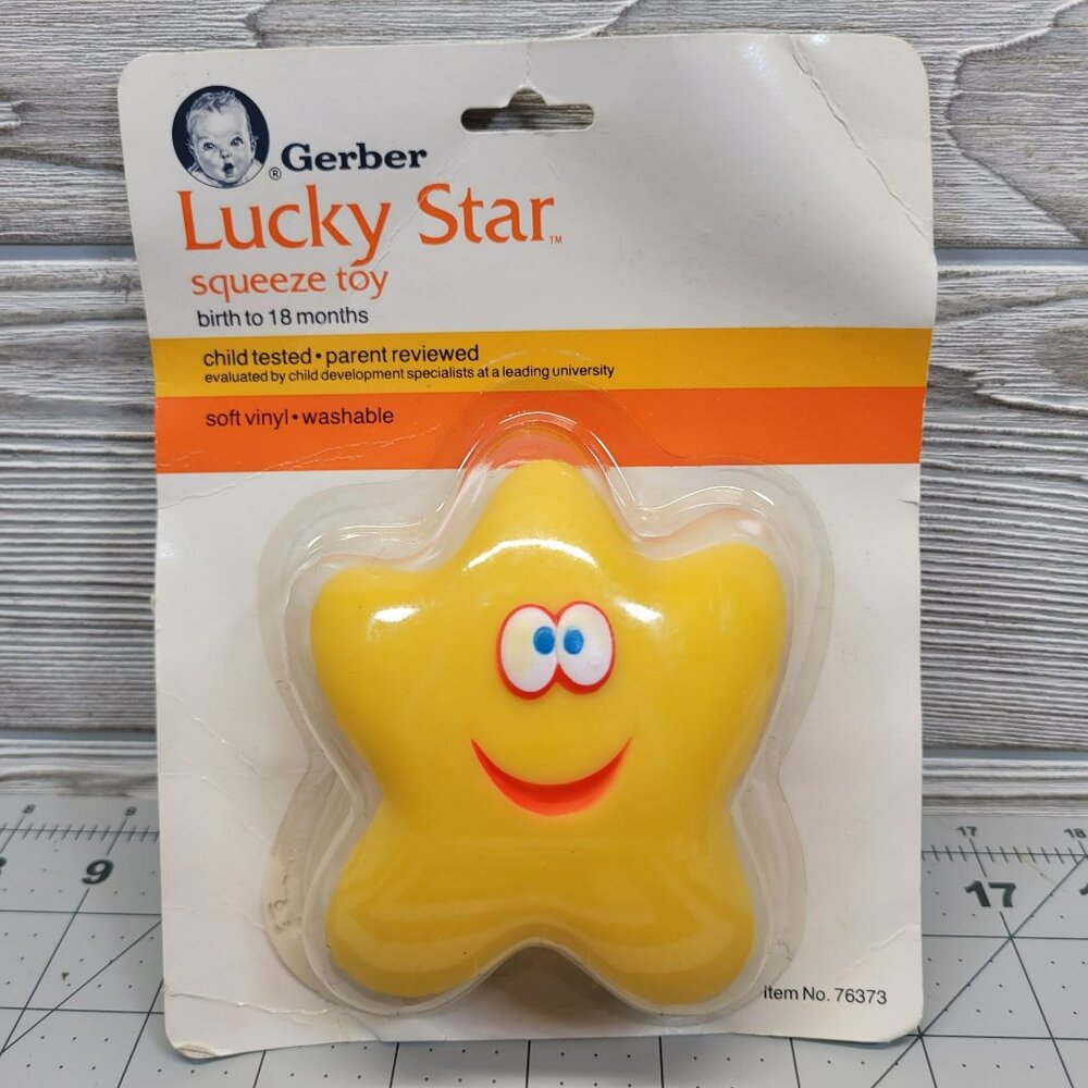 Gerber Lucky Star Squeeze Baby Tub‎ Toy Squeak Soft Vinyl Vtg